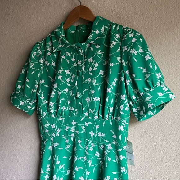 NWT Alexia Admor Emery Cap Sleeve Collared Fit & Flare Green Midi Dress 6 - Picture 14 of 16